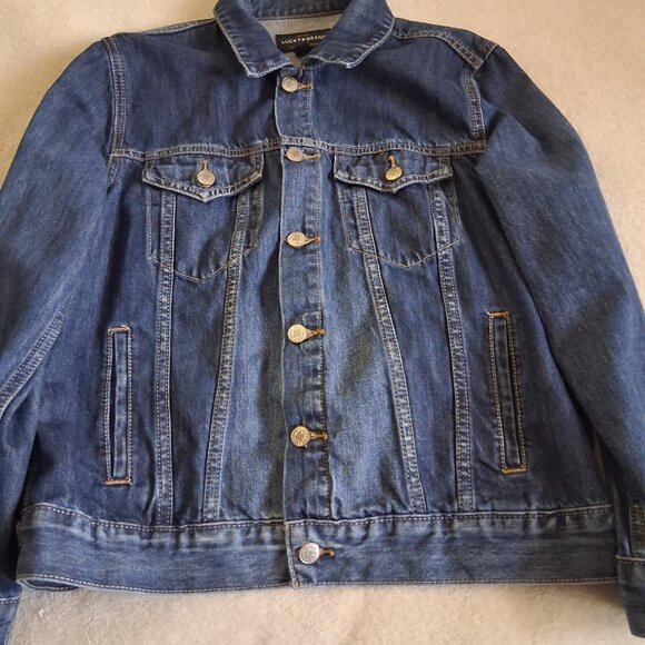 Lucky Brand Women's Size Large Tomboy Trucker Medium Wash Denim Jacket - Picture 7 of 16